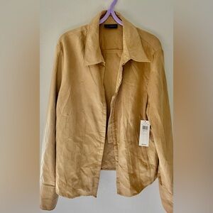 NWT !!context brown genuine leather lined flare skirt